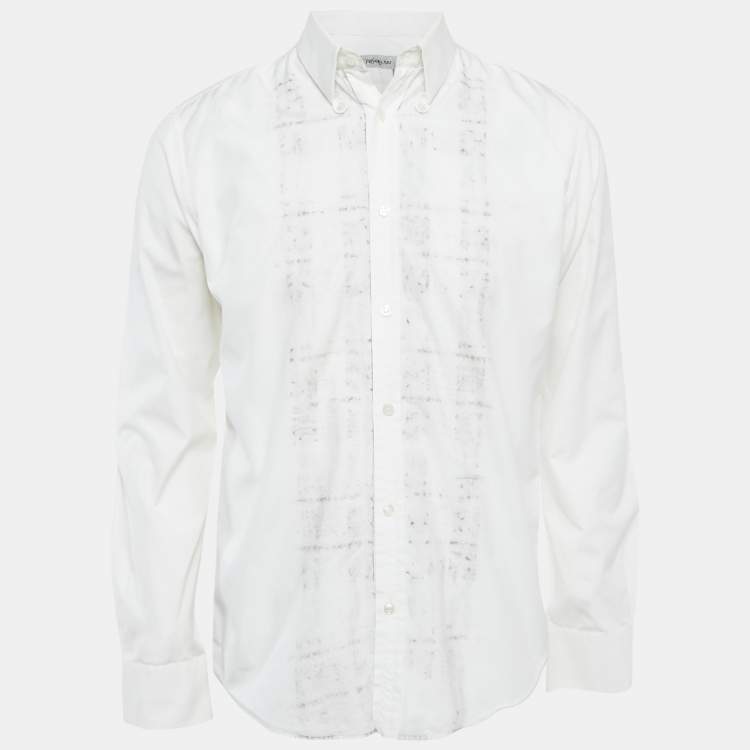 مملوكة مسبقًا Yves Saint Laurent White Cotton Long Sleeve Shirt L