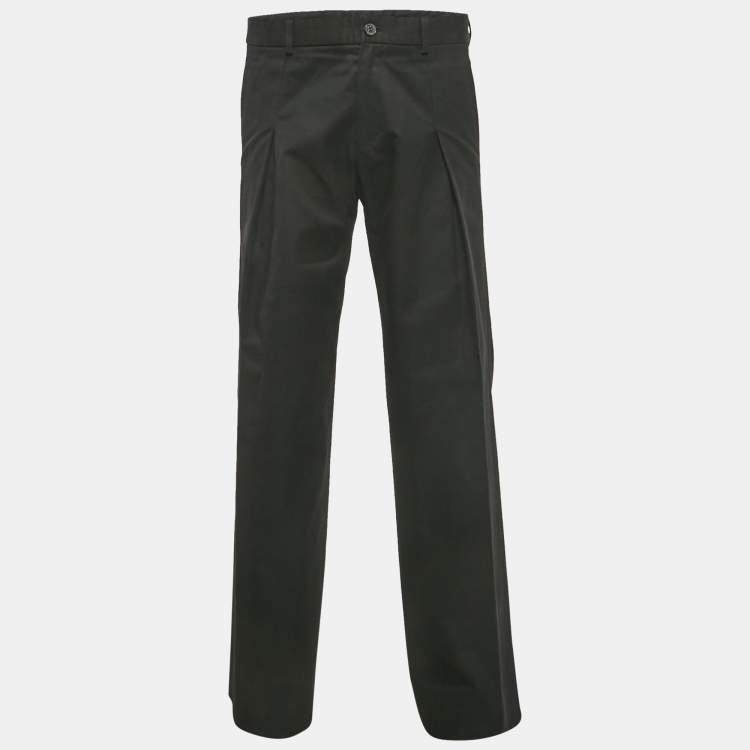 Pre Owned Yves Saint Laurent Rive Gauche Black Gabardine Straight Fit Pants XXL /Waist: 33"