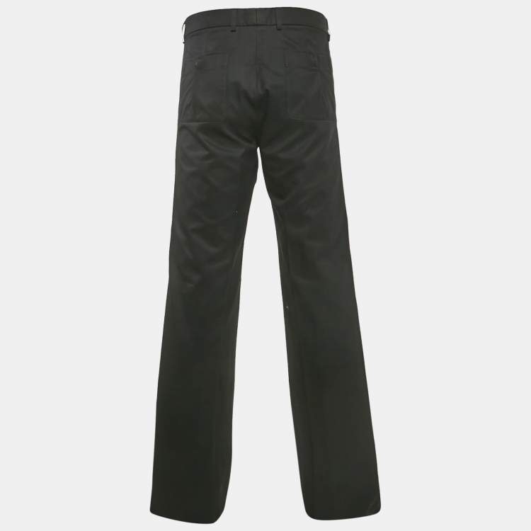 Pre Owned Yves Saint Laurent Rive Gauche Black Gabardine Straight Fit Pants XXL /Waist: 33"