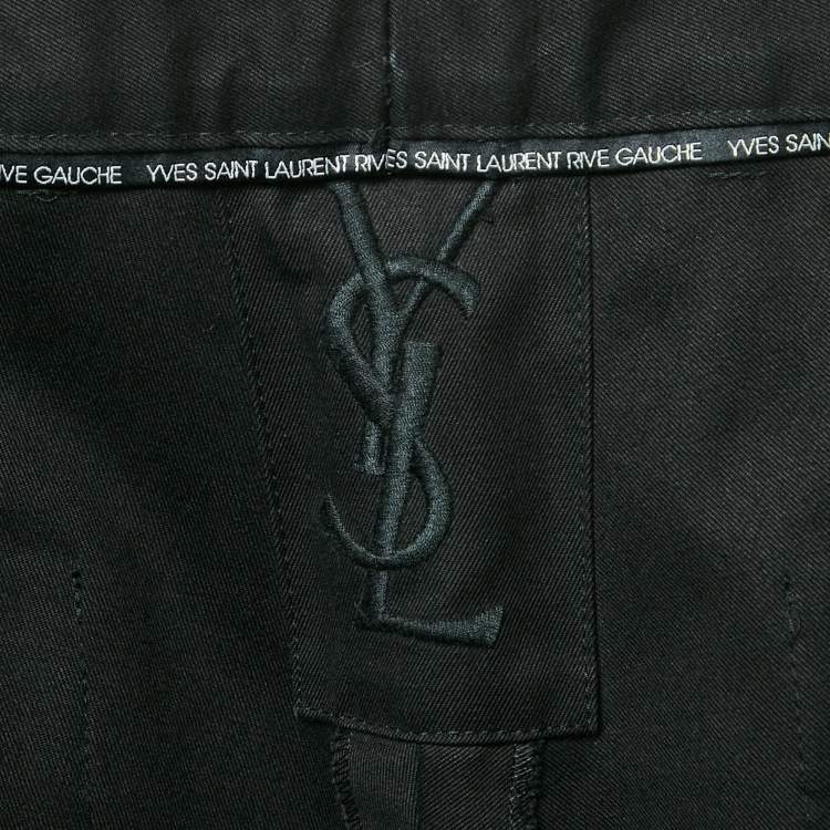 Pre Owned Yves Saint Laurent Rive Gauche Black Gabardine Straight Fit Pants XXL /Waist: 33"