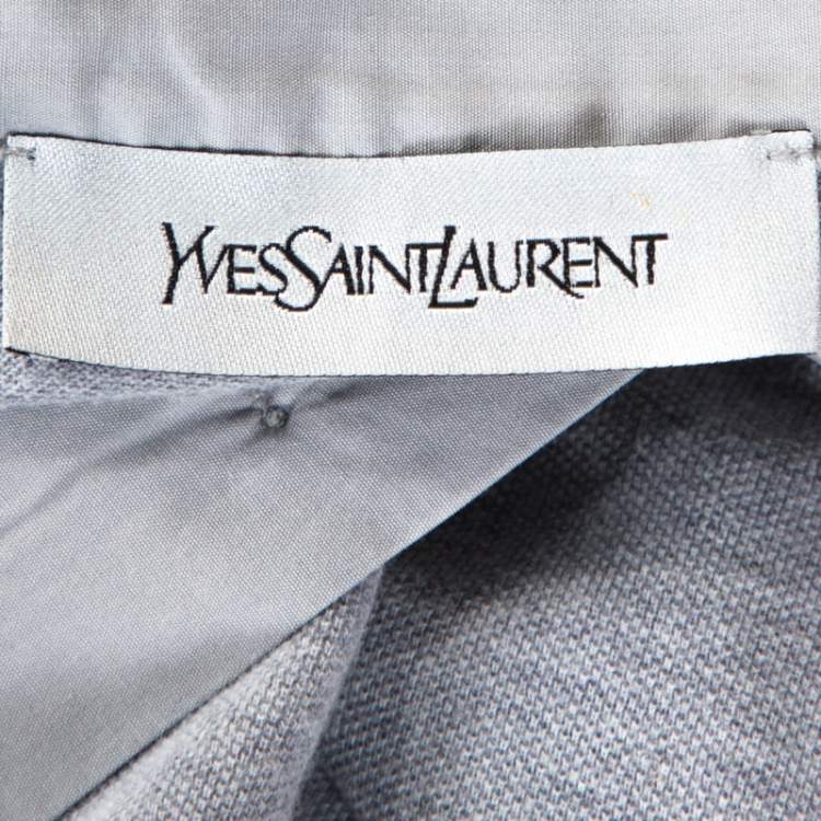Pre Owned Yves Saint Laurent Grey Cotton Pique Polo T Shirt L