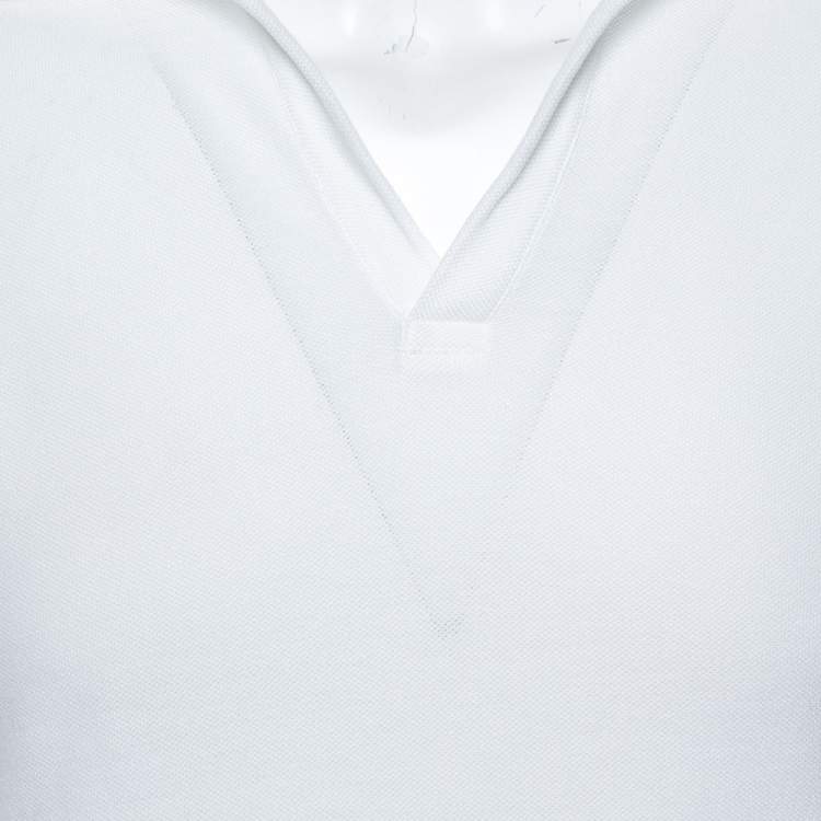 Pre Owned Yves Saint Laurent White Cotton Long Sleeve Polo T-Shirt XL