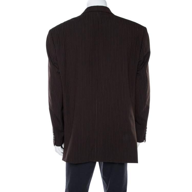 Pre Owned Yves Saint Laurent Vintage Brown Wool Double Breasted Jacket 3XL