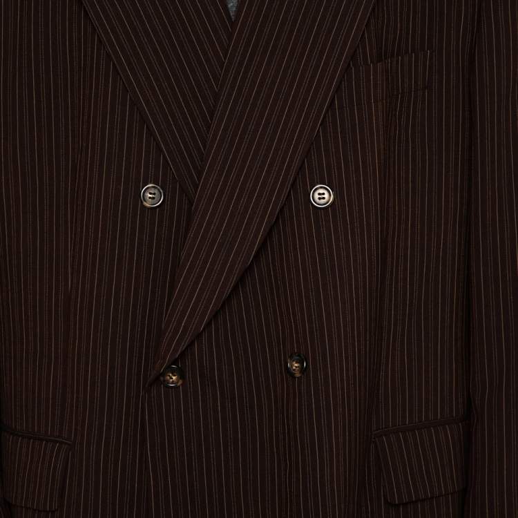 Pre Owned Yves Saint Laurent Vintage Brown Wool Double Breasted Jacket 3XL