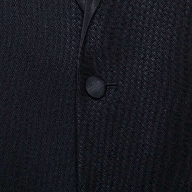Pre Owned Yves Saint Laurent Black Wool & Silk Regular Fit Suit L