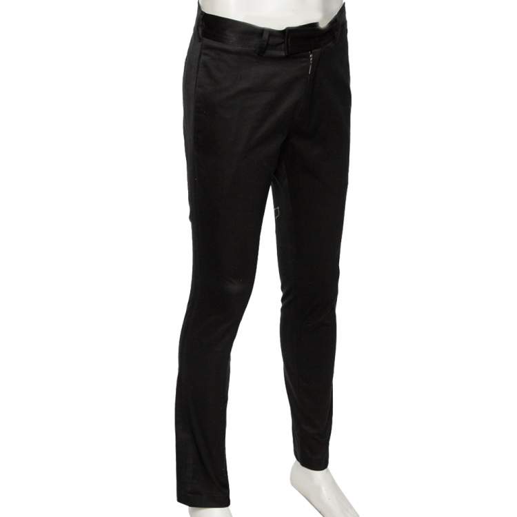 Pre Owned Yves Saint Laurent Black Cotton Tailored Pants M
