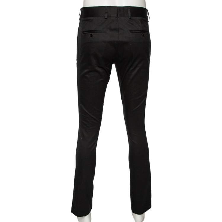 Pre Owned Yves Saint Laurent Black Cotton Tailored Pants M