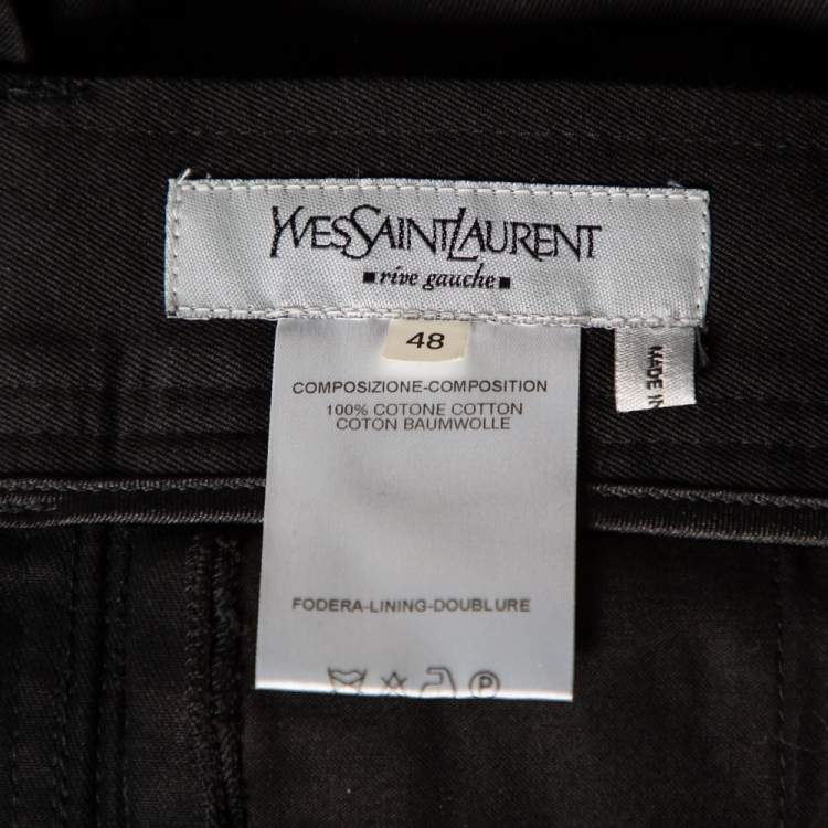 Pre Owned Yves Saint Laurent Black Cotton Tailored Pants M