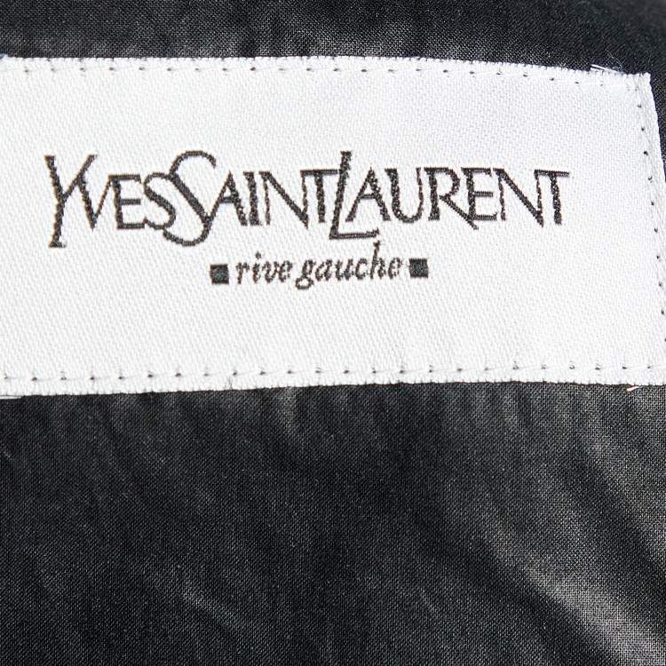 Pre Owned Yves Saint Laurent Black Leather Fur Collar Sleeveless Jacket S