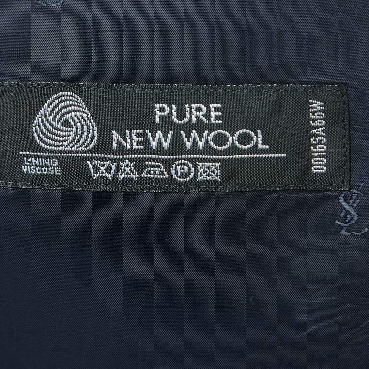 Pre Owned Yves Saint Laurent Navy Blue Wool Double Breasted Blazer L