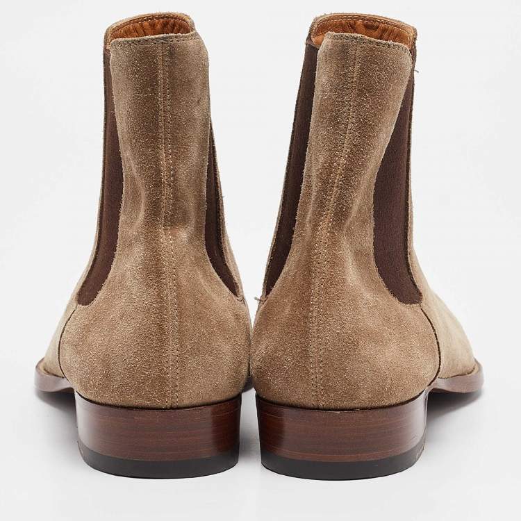 Pre Owned Yves Saint Laurent Brown Suede Ankle Length Boots 41