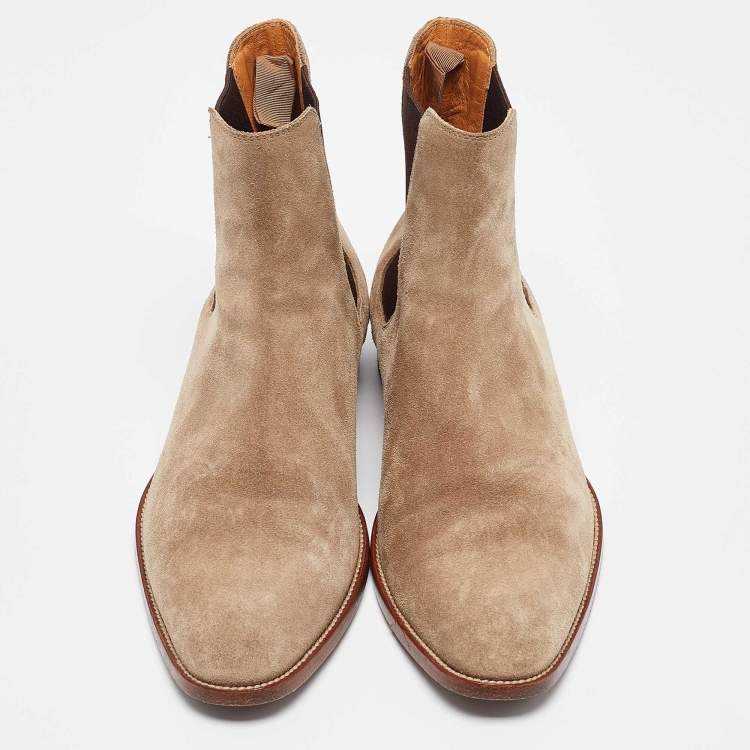 Pre Owned Yves Saint Laurent Brown Suede Ankle Length Boots 41