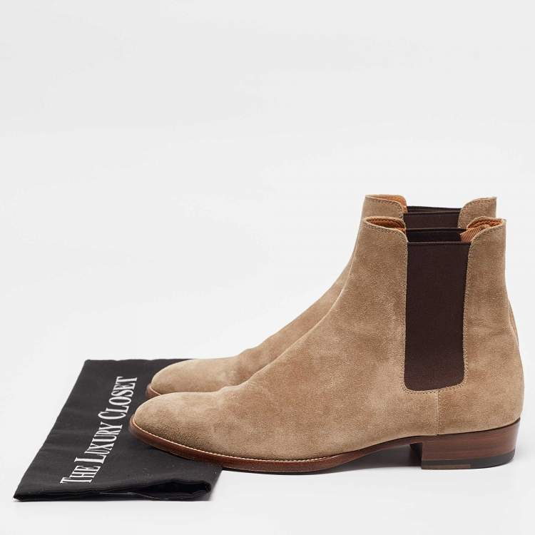 Pre Owned Yves Saint Laurent Brown Suede Ankle Length Boots 41