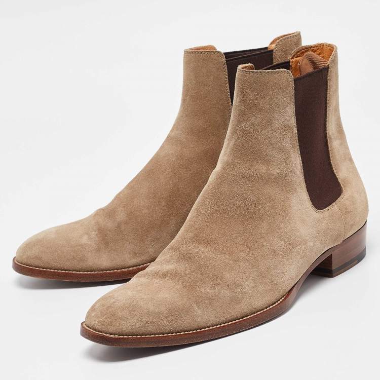 Pre Owned Yves Saint Laurent Brown Suede Ankle Length Boots 41