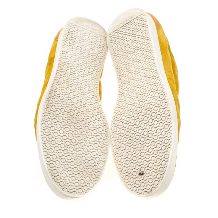 Pre Owned Saint Laurent Paris Yellow Suede And Leather Low Top Sneakers 44