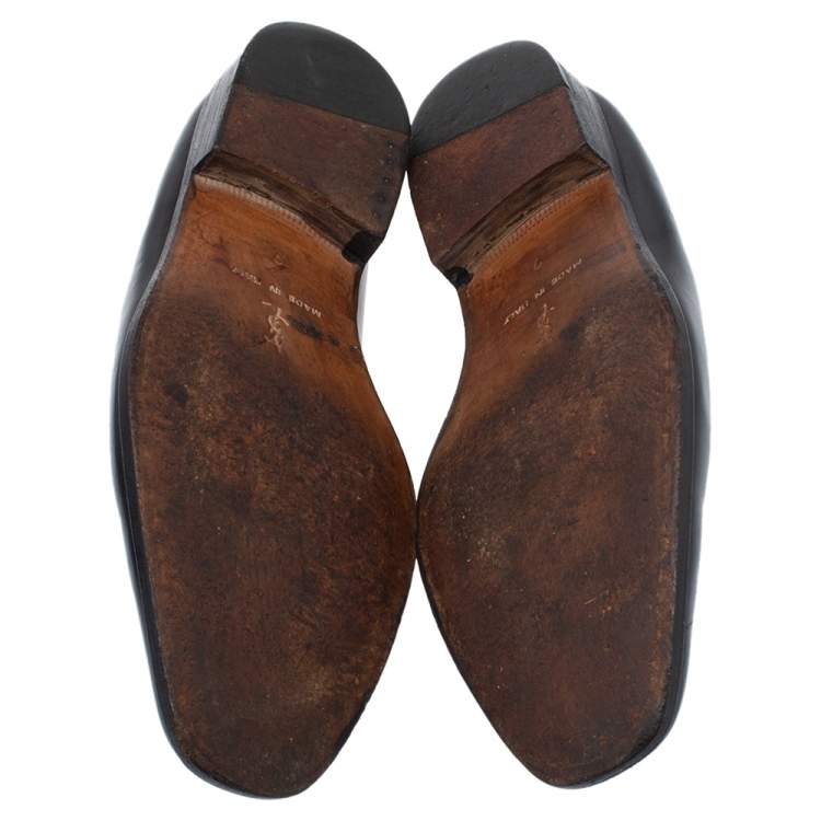 Pre Owned Yves Saint Laurent Black Leather Penny Loafers Size 43