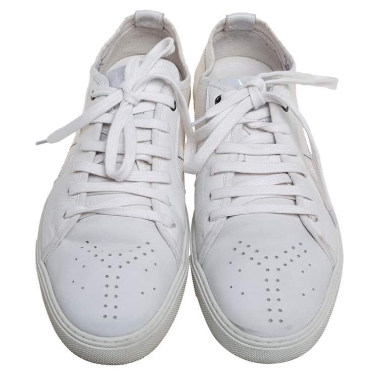 Pre Owned Yves Saint Laurent White Leather And Canvas Lace Up Sneakers Size 42