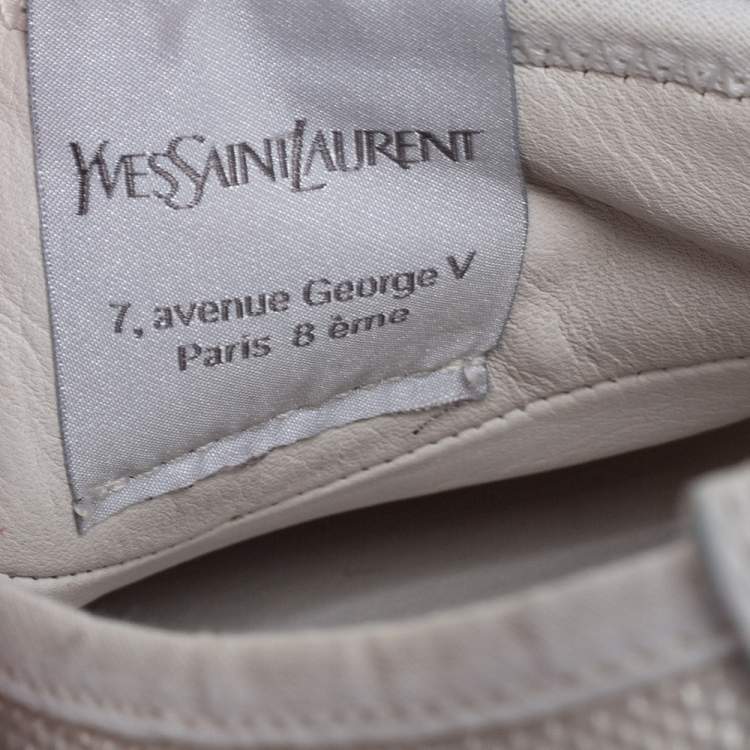 Pre Owned Yves Saint Laurent White Leather And Canvas Lace Up Sneakers Size 42