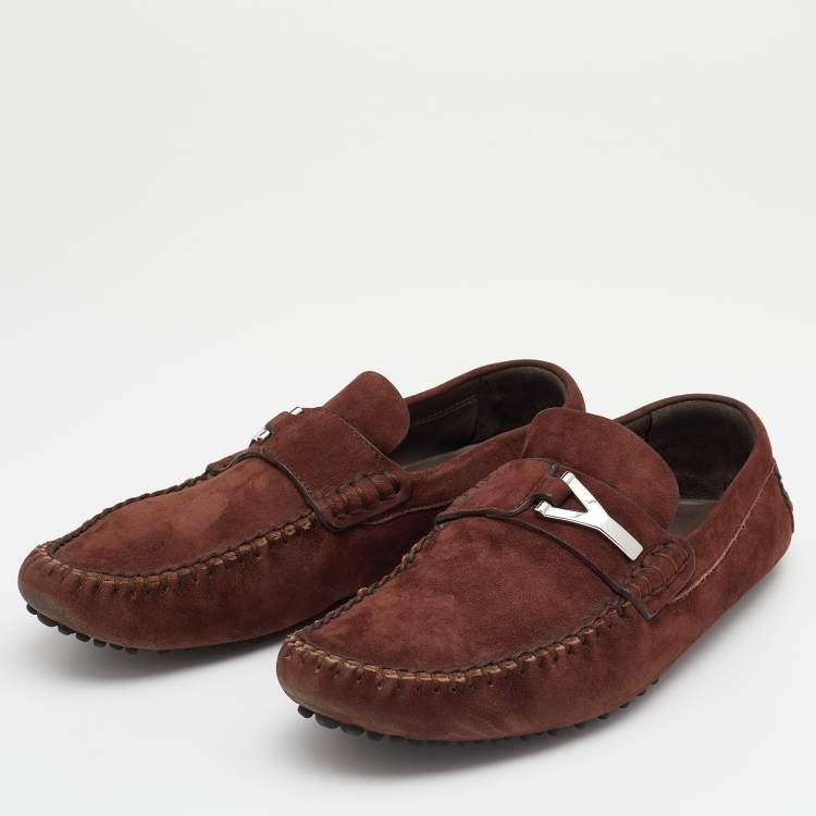 Pre Owned Yves Saint Laurent Brown Suede Slip On Loafers Size 42