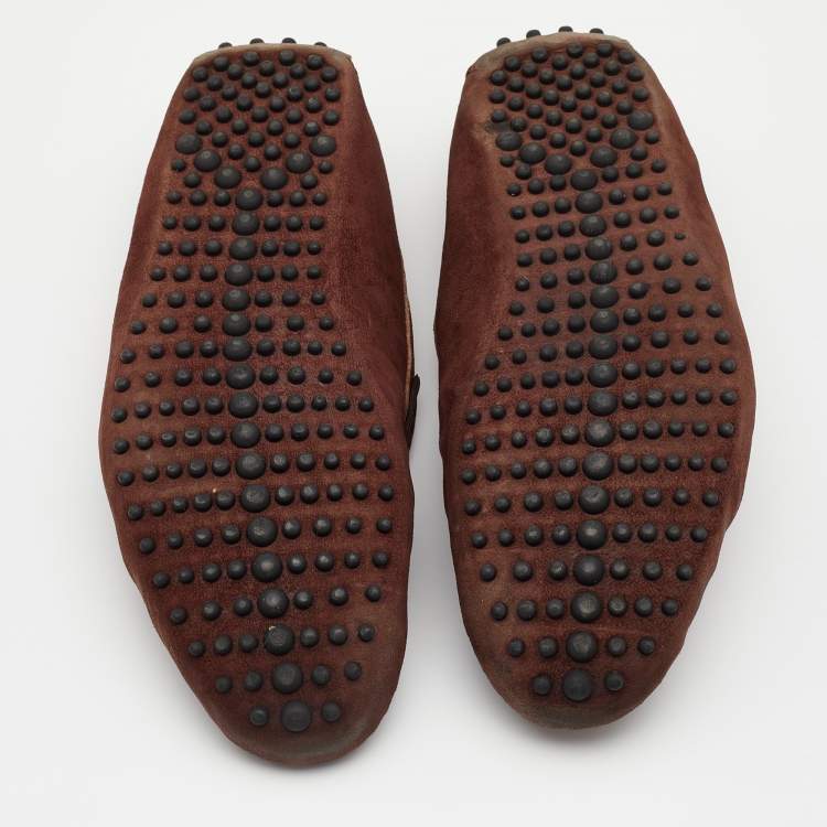 Pre Owned Yves Saint Laurent Brown Suede Slip On Loafers Size 42