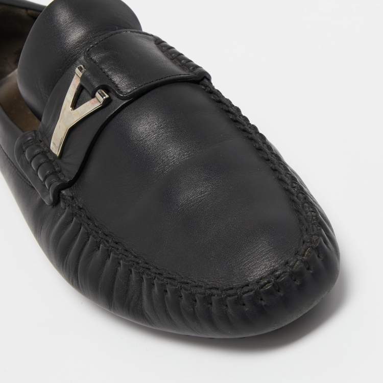 Pre Owned Yves Saint Laurent Black Leather Penny Loafers Size 44