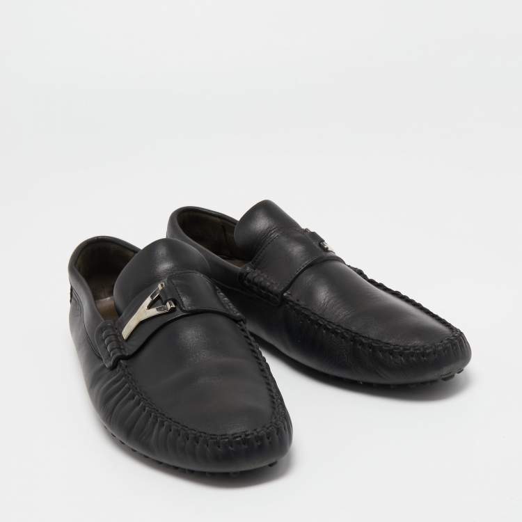 Pre Owned Yves Saint Laurent Black Leather Penny Loafers Size 44