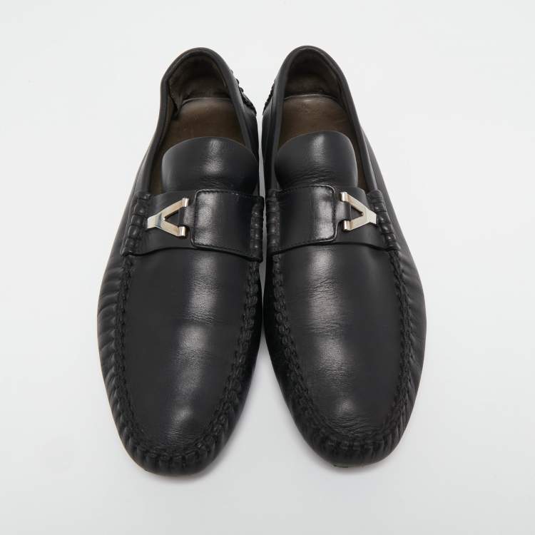 Pre Owned Yves Saint Laurent Black Leather Penny Loafers Size 44
