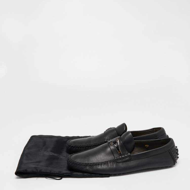 Pre Owned Yves Saint Laurent Black Leather Penny Loafers Size 44