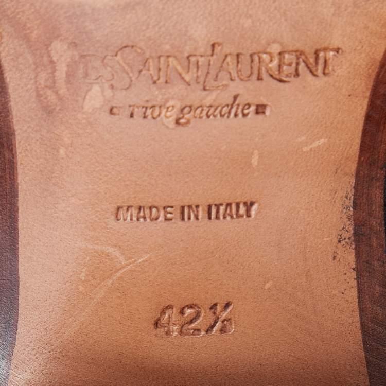 Pre Owned Yves Saint Laurent Dark Brown Leather Ankle Boots Size 42.5