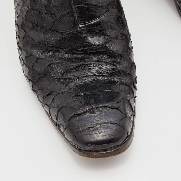 مملوكة مسبقًا Yves Saint Laurent Paris Black Python Ankle Boots Size 41.5