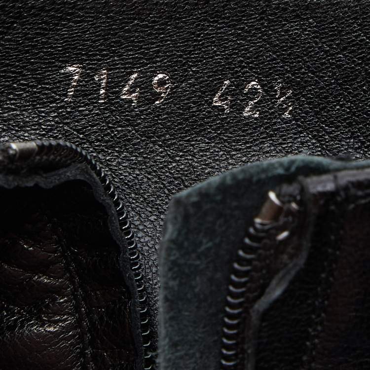 Pre Owned Yves Saint Laurent Black Leather Zip Ankle Length Boots Size 42.5