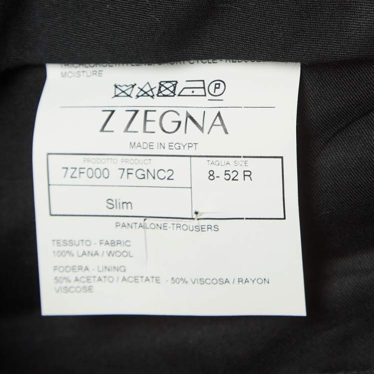 Pre Owned Z Zegna Black Wool Slim Fit Trousers XL