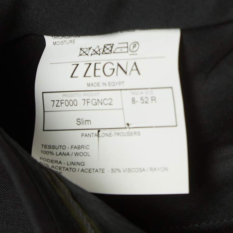 Pre Owned Z Zegna Black Wool Slim Fit Trousers XL