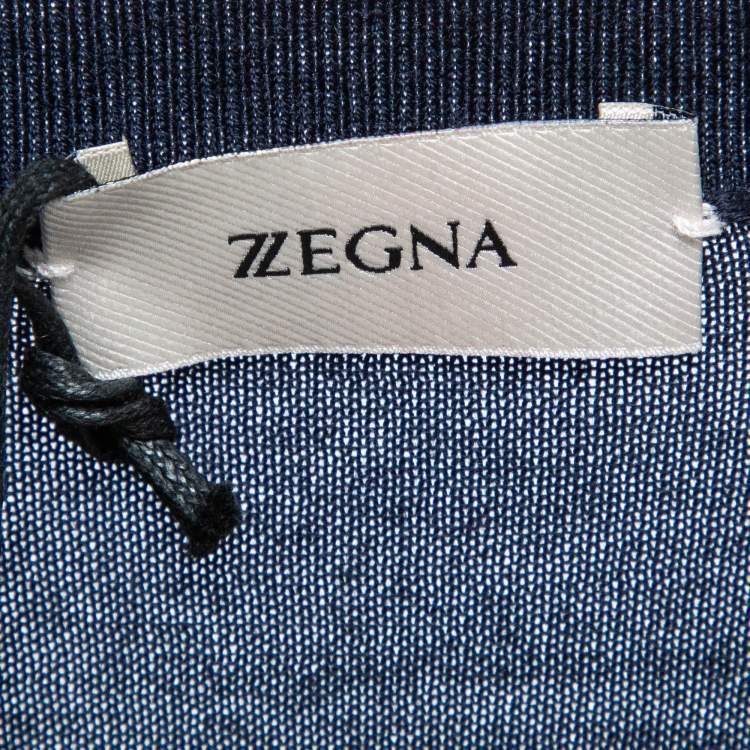 Pre Owned Z Zegna Navy Blue Wool Knit Sweater XXL