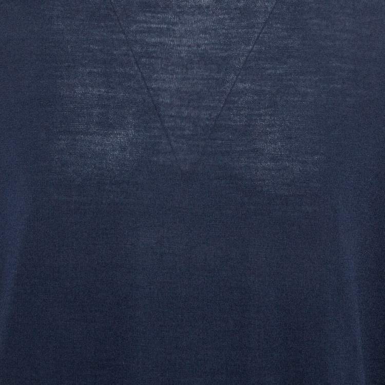 Pre Owned Z Zegna Navy Blue Wool Knit Sweater XXL