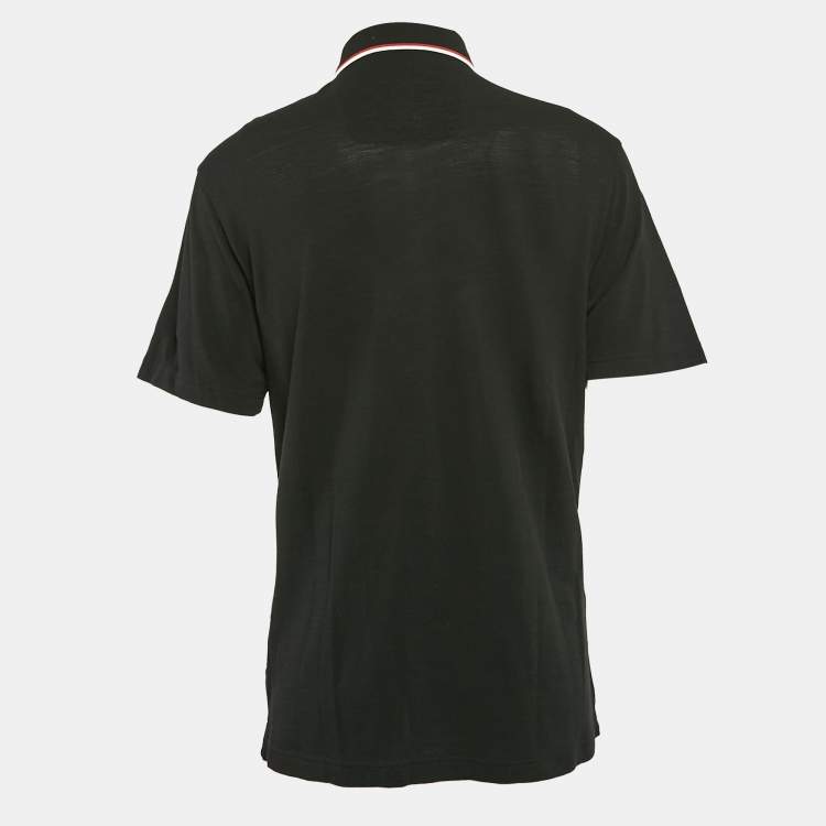 Pre Owned Z Zegna Techmerino Black Wool Pique Polo T-Shirt XL