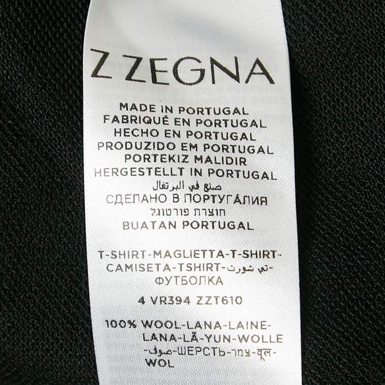 Pre Owned Z Zegna Techmerino Black Wool Pique Polo T-Shirt XL