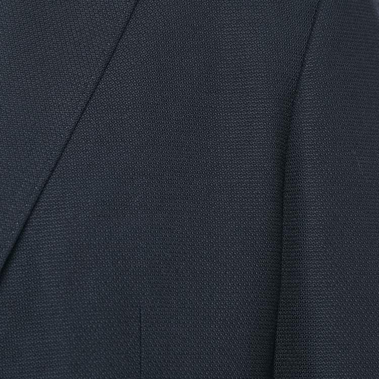 Pre Owned Z Zegna Techmerino Navy Blue Jacquard Wool Blazer XL