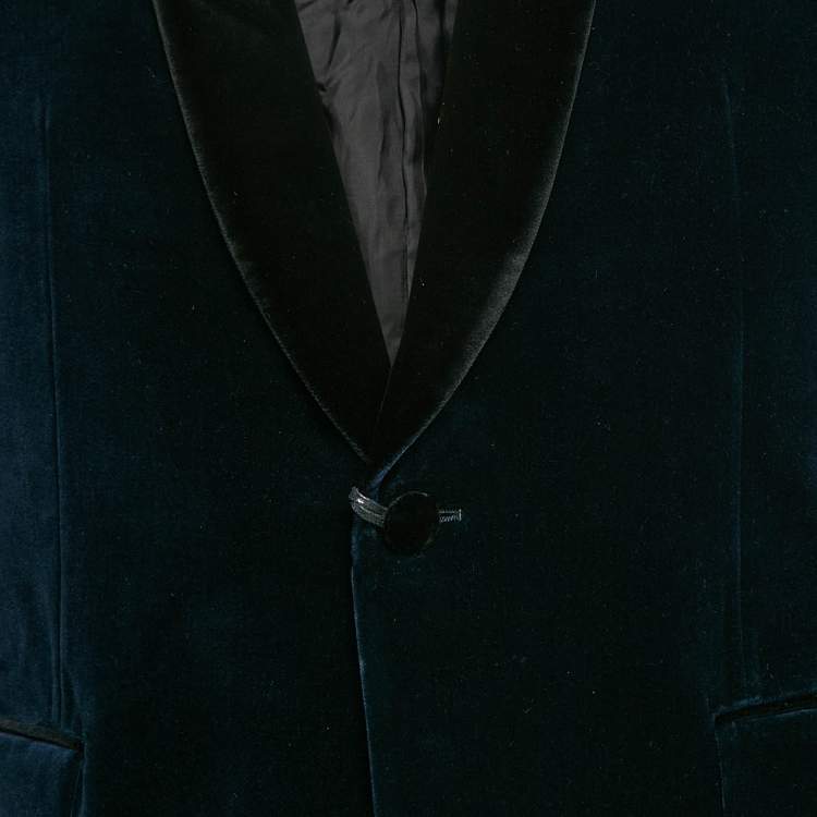 Pre Owned Z Zegna Blue Velvet Cotton Button Front Drop 8 Blazer XL