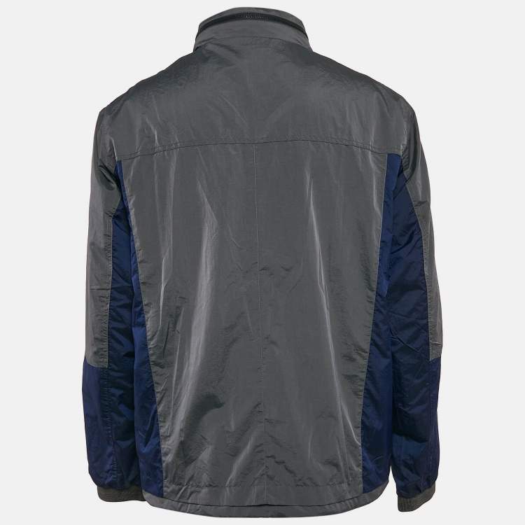 Pre Owned Z Zegna Multicolor Nylon Color-Block Zip-Up Hooded Jacket XL