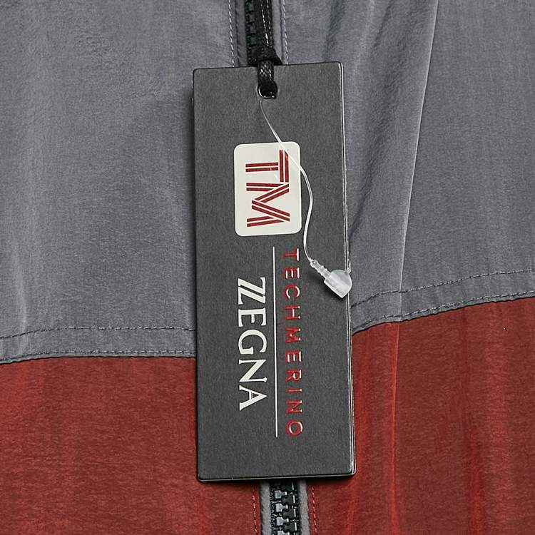 Pre Owned Z Zegna Multicolor Nylon Color-Block Zip-Up Hooded Jacket XL