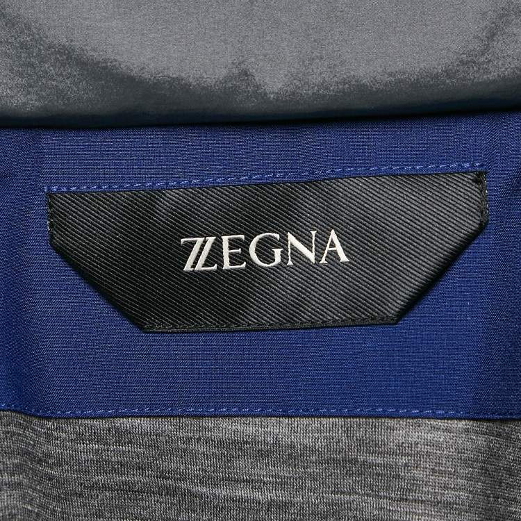 Pre Owned Z Zegna Multicolor Nylon Color-Block Zip-Up Hooded Jacket XL