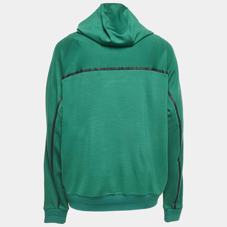 Pre Owned Z Zegna Techmerino Green Wool Jersey Hooded Sweatshirt XL 
