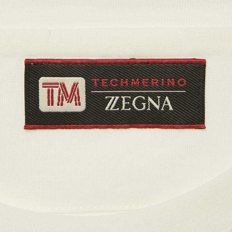 Pre Owned Z Zegna Techmerino Off White Wool Jersey Crew Neck T-Shirt XL