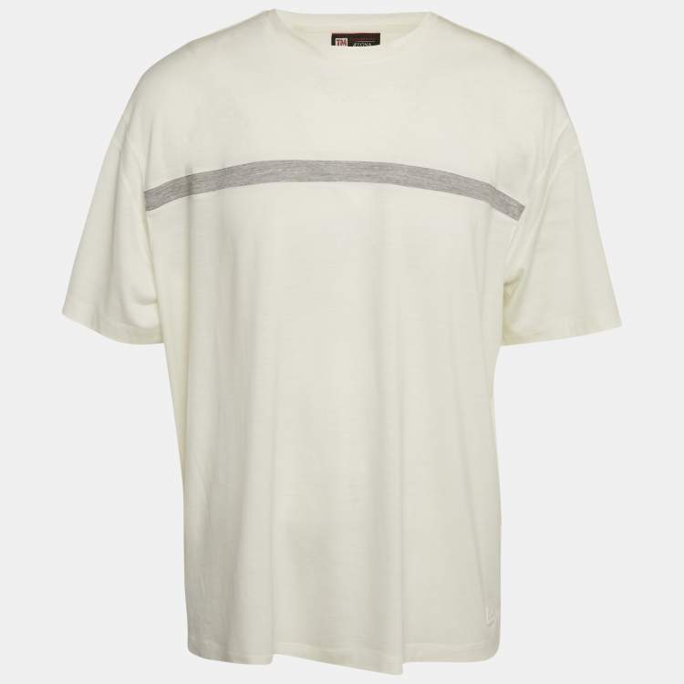 Pre Owned Z Zegna Techmerino Off White Wool Jersey Crew Neck T-Shirt XL
