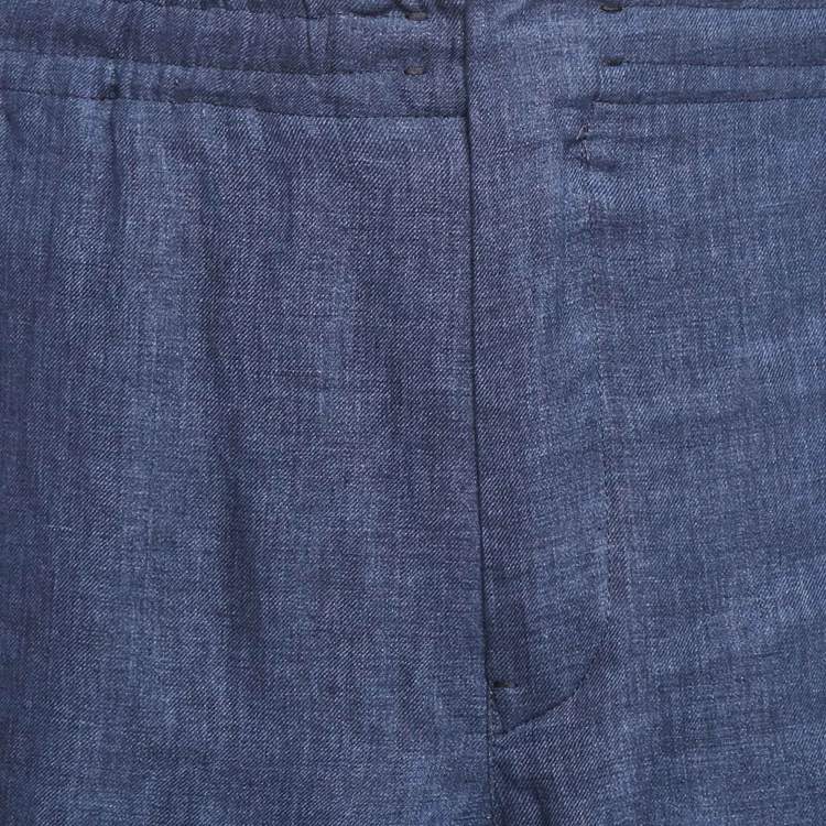 Pre Owned Zegna Blue Linen Shorts XXL
