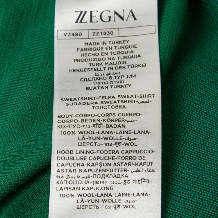 Pre Owned Technmerino Z Zegna Green Wool Jersey Hooded Sweatshirt M