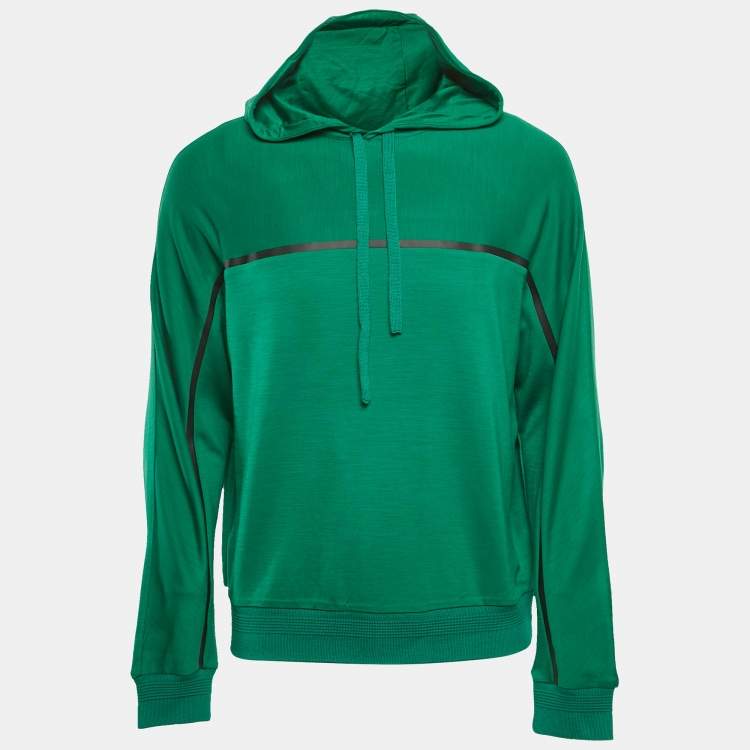 Pre Owned Technmerino Z Zegna Green Wool Jersey Hooded Sweatshirt M