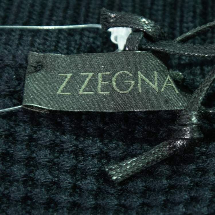 Pre Owned Z Zegna Navy Blue Wool Knitted Double-Breasted Cardigan M