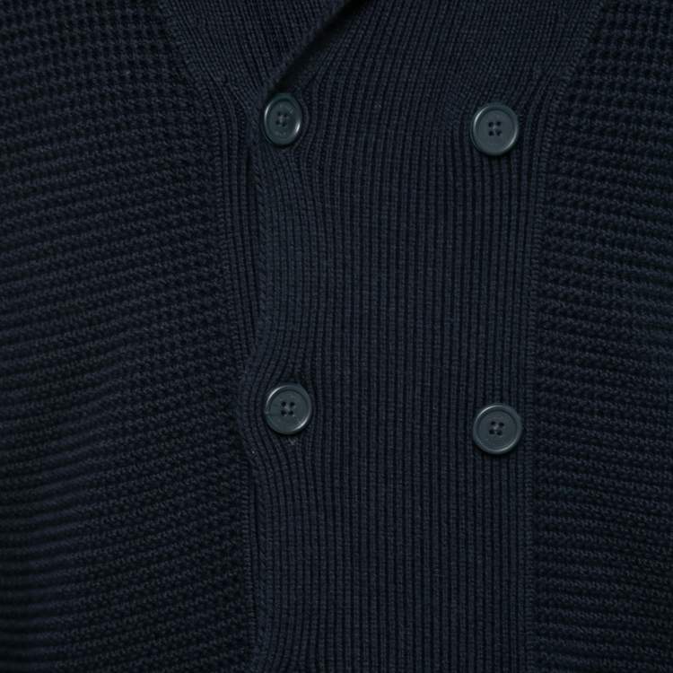 Pre Owned Z Zegna Navy Blue Wool Knitted Double-Breasted Cardigan M